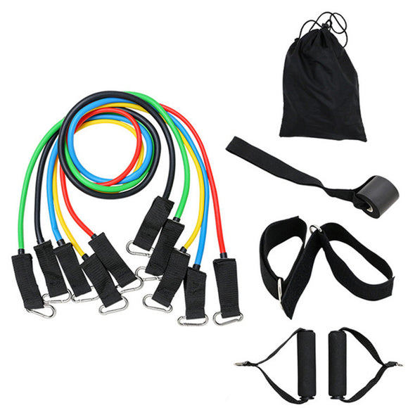 11Pcs Latex Resistance Bands Gym Door Anchor Ankle Straps With Bag Kit Set Yoga Exercise Fitness Home Workout Elastic Pull Rope
